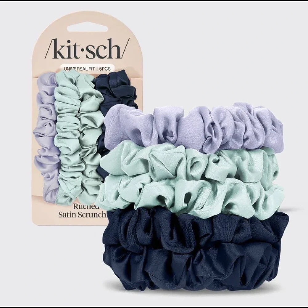 5 Piece Garden Bouquet Ruched Satin Scrunchies Set